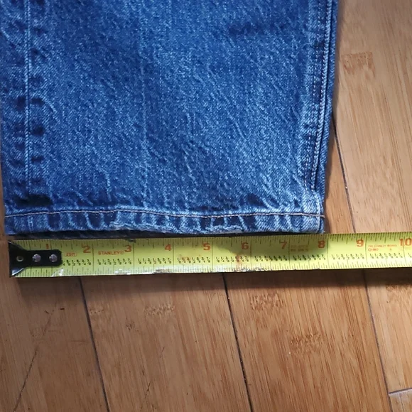 American Eagle Outfitters 4short Low Rise Baggy Straight Relaxed Fit Blue Jeans - Picture 9 of 10